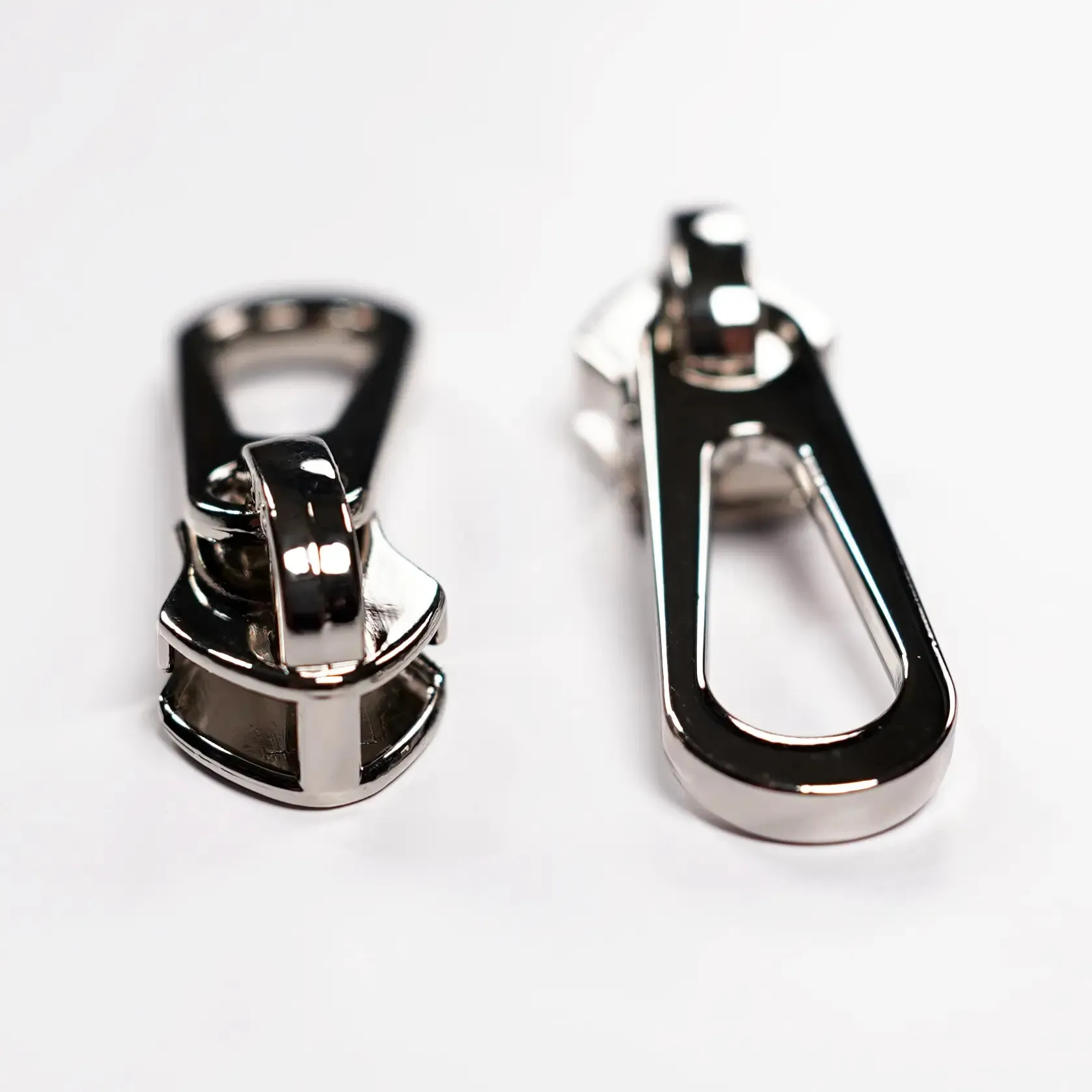 No. 5 Chrome Raindrop Zipper Pulls for Nylon Coil Zippers - 2 Pack