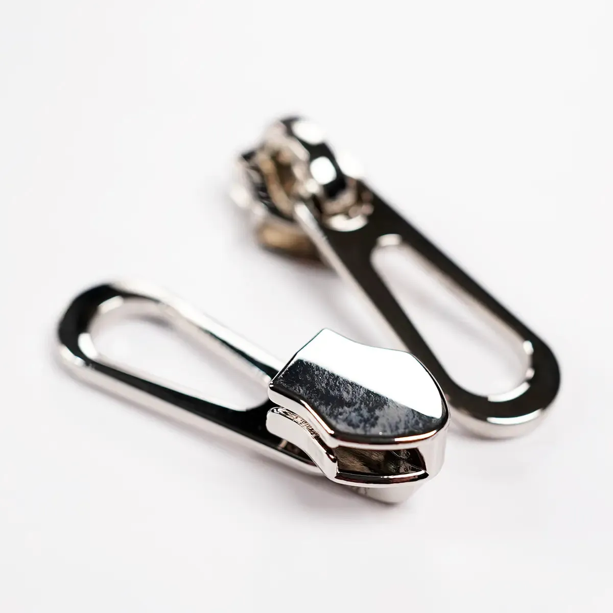 No. 5 Chrome Raindrop Zipper Pulls for Nylon Coil Zippers - 2 Pack
