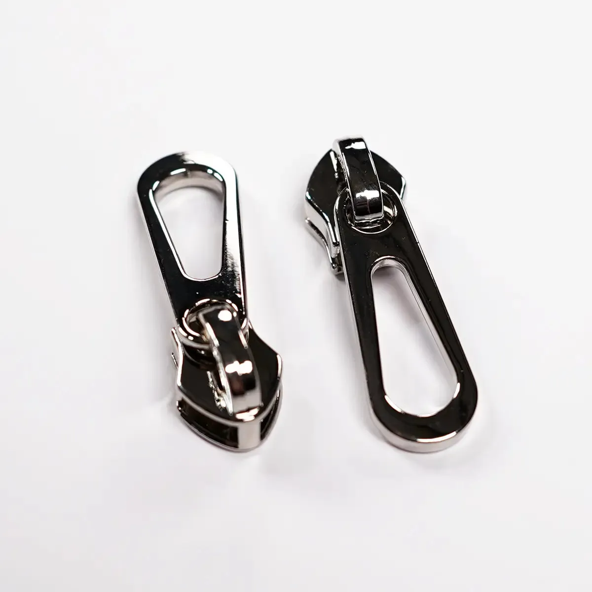 No. 5 Chrome Raindrop Zipper Pulls for Nylon Coil Zippers - 2 Pack
