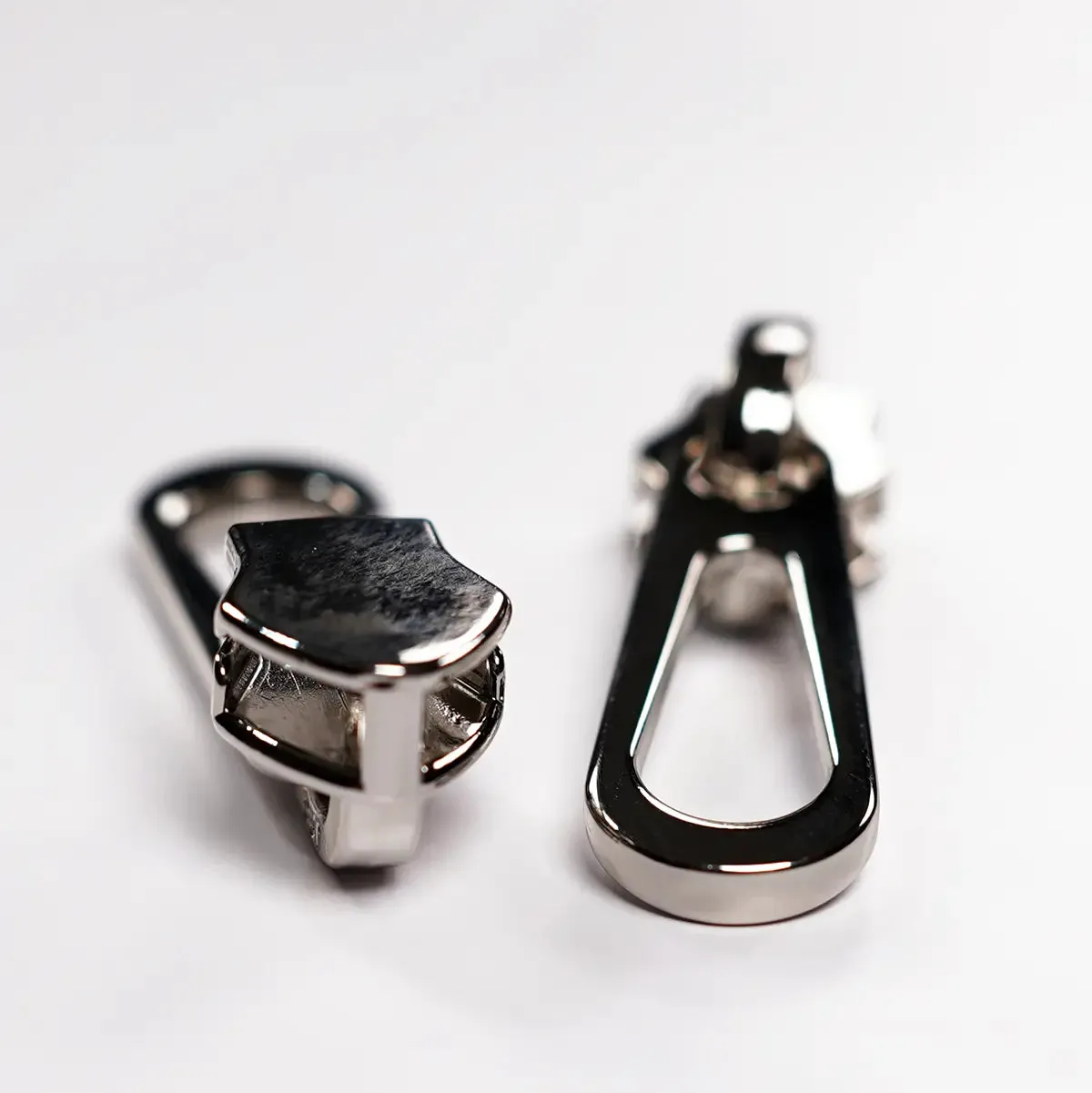 No. 5 Chrome Raindrop Zipper Pulls for Nylon Coil Zippers - 2 Pack