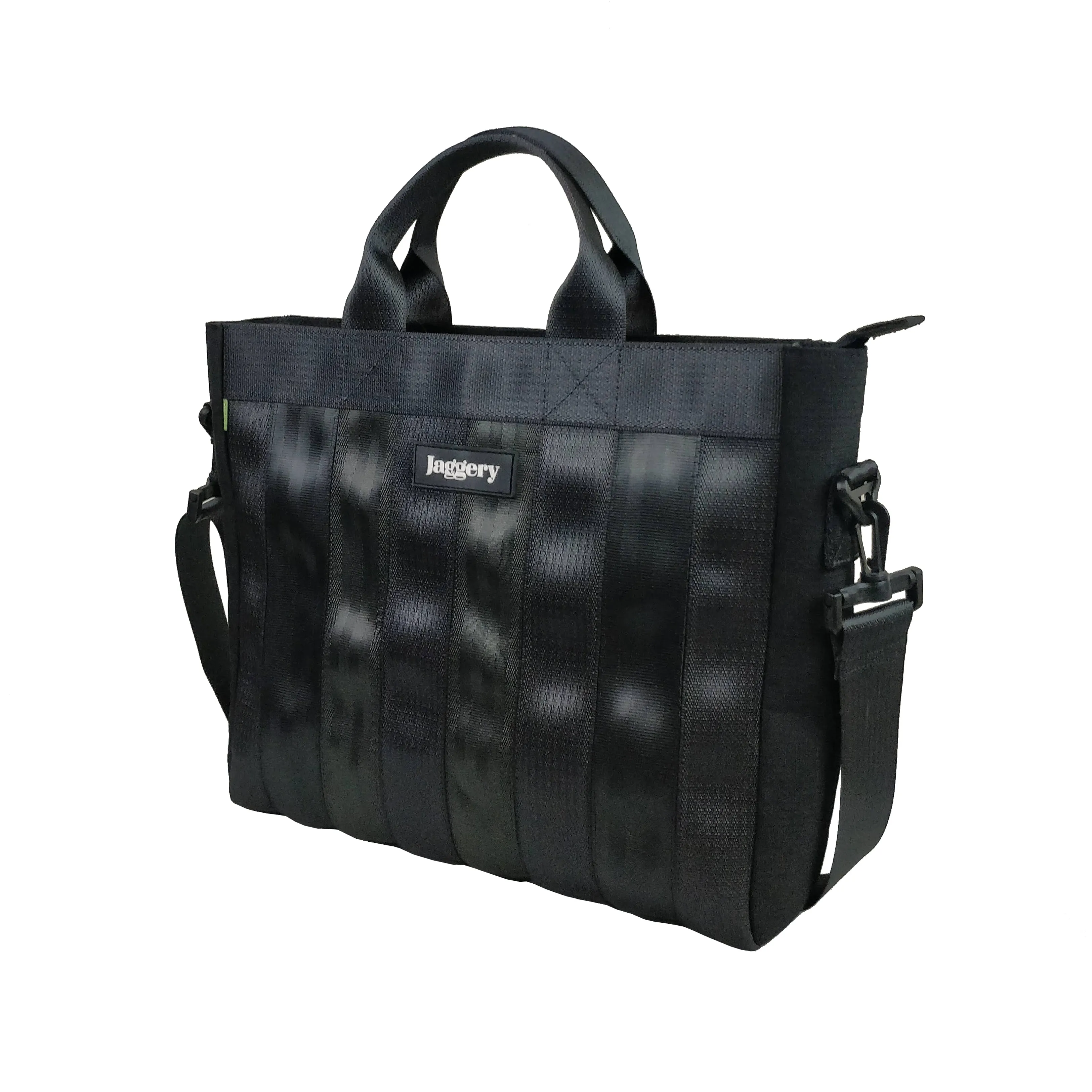 Noir Black Beauty Laptop Bag in Rescued Car Seat Belt