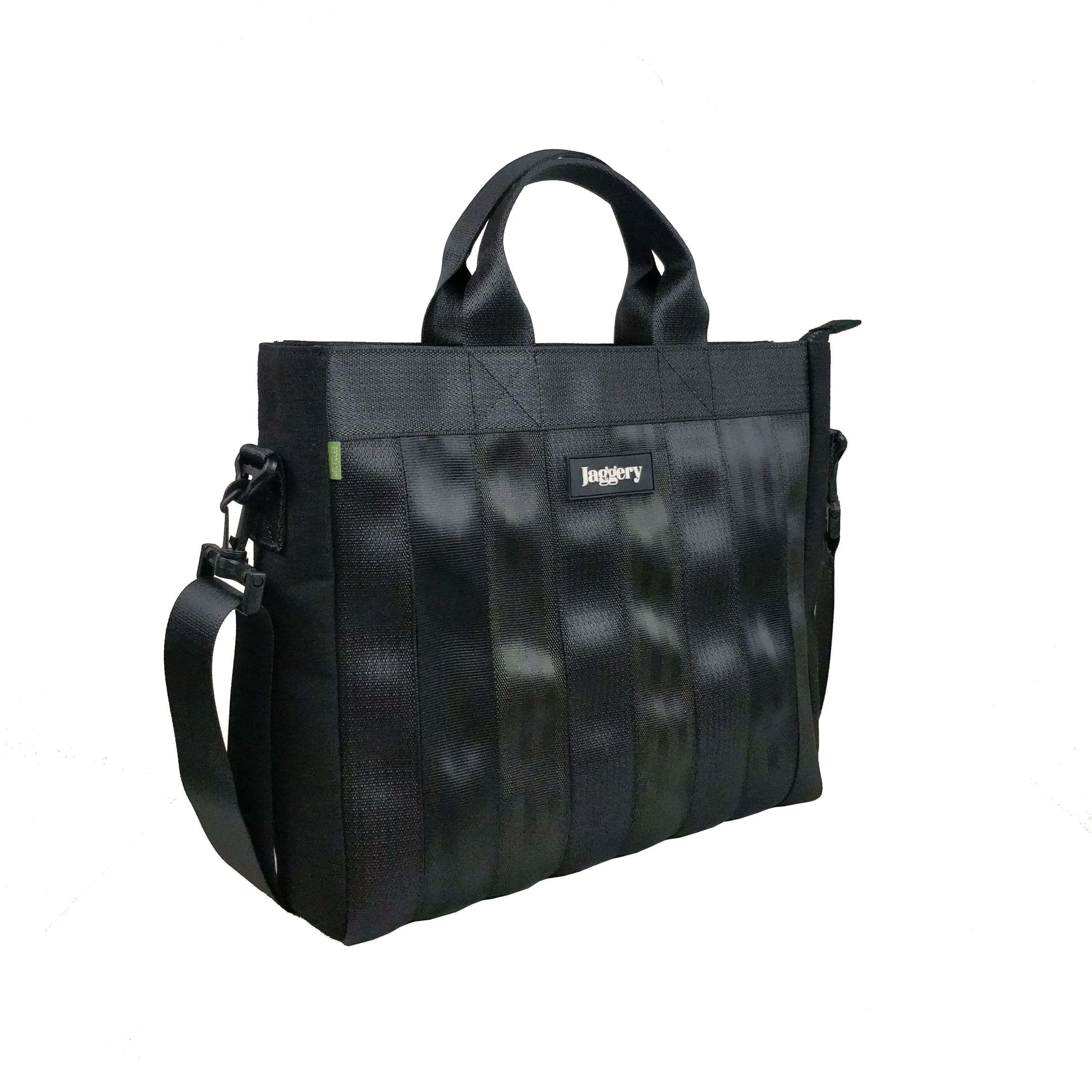 Noir Black Beauty Laptop Bag in Rescued Car Seat Belt