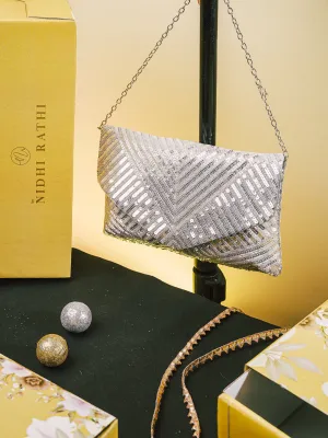 NR Silver Sequin Flap Bag