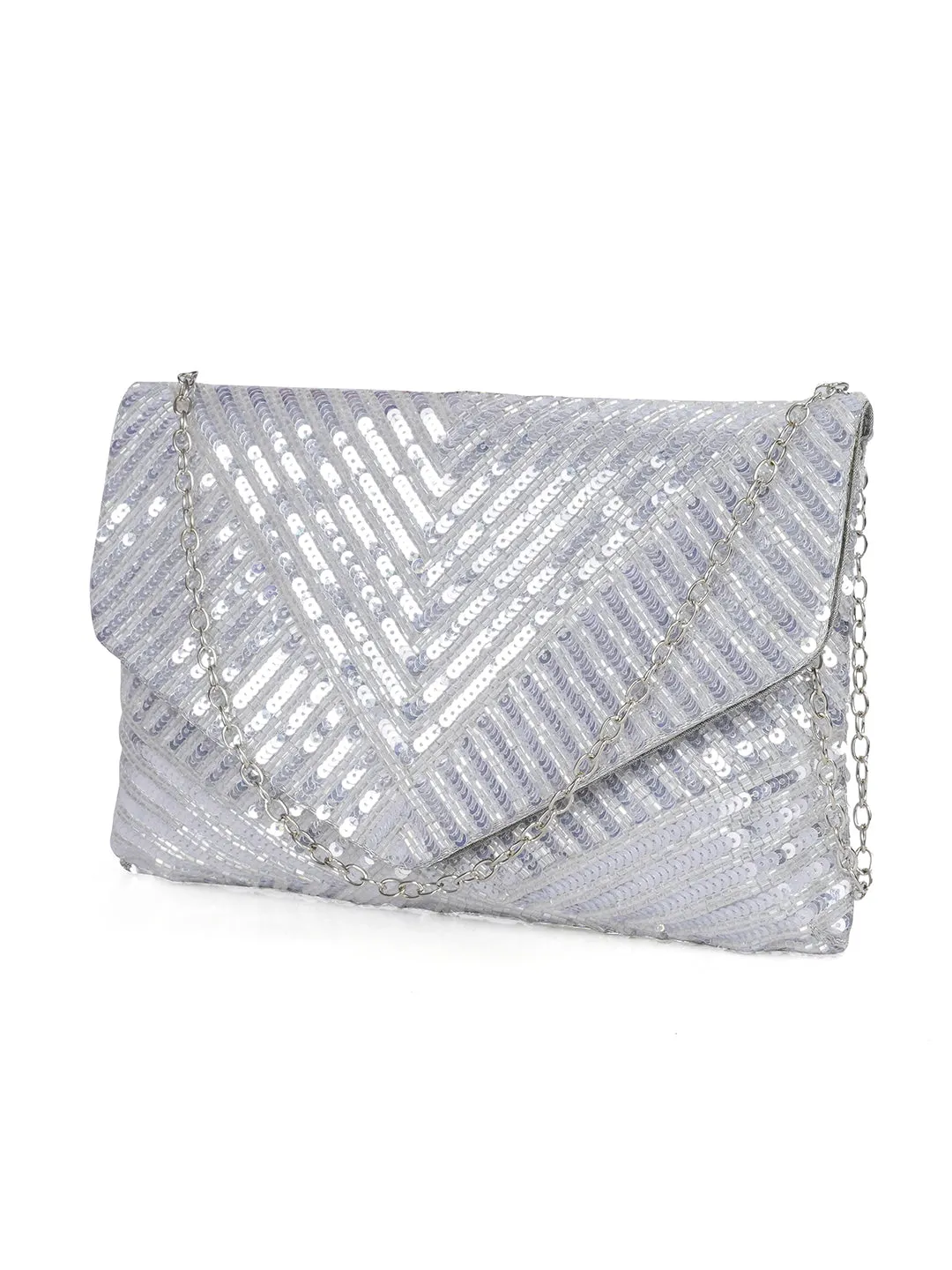 NR Silver Sequin Flap Bag
