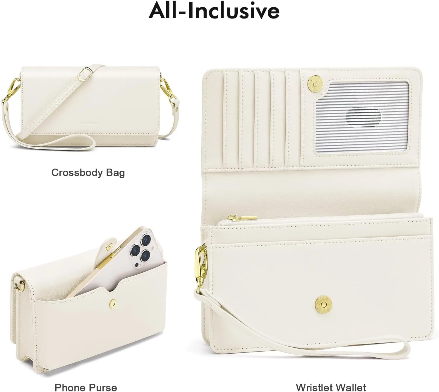 nuoku Crossbody Bag for Women Cellphone Little Purse with Credit Card Slots Lightweight Leather Wristlet Wallet
