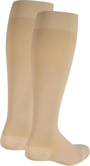 NuVein Medical Compression Stockings, 20-30 mmHg Support for Women & Men, Knee Length, Closed Toe, Beige, Medium