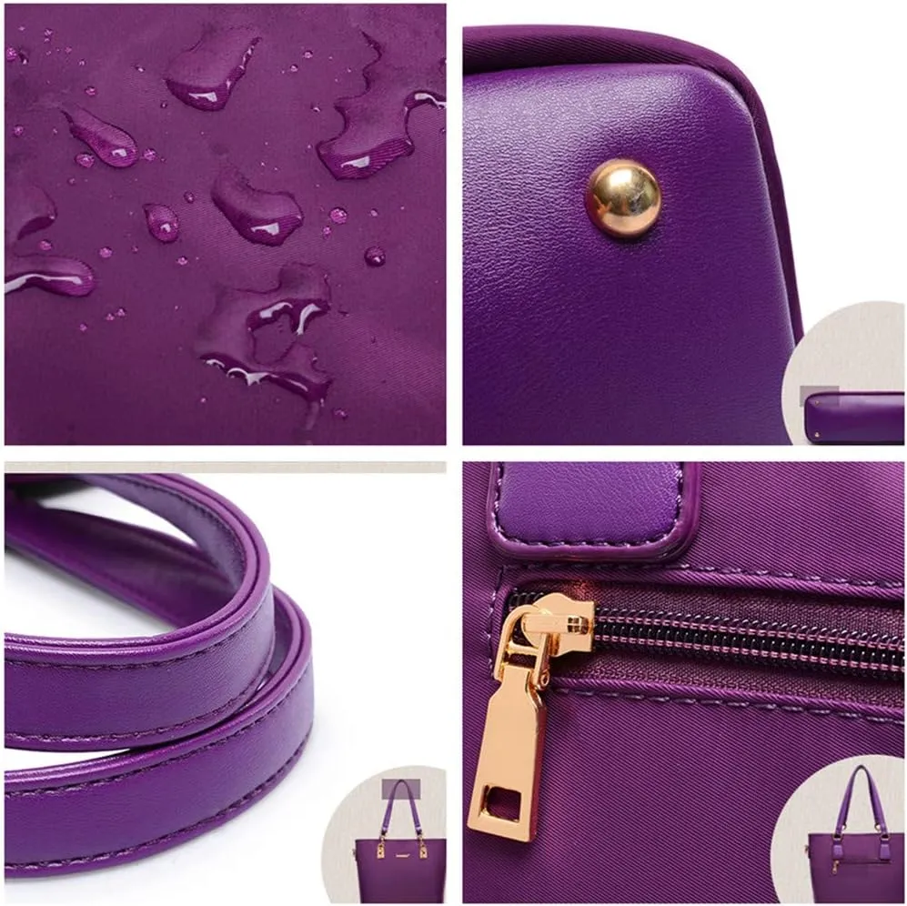 Nylon 6 PCS Women Shoulder Bag Top-Handle Handbag Tote Purse Wallet Key Case Set