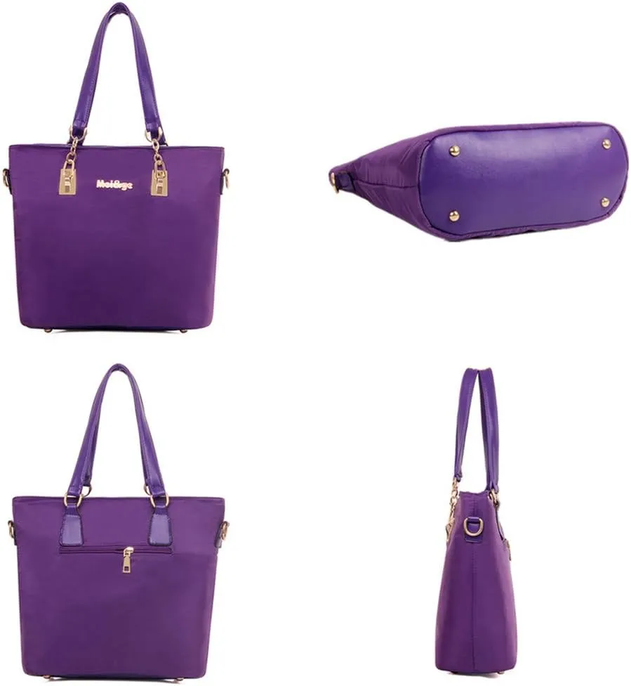 Nylon 6 PCS Women Shoulder Bag Top-Handle Handbag Tote Purse Wallet Key Case Set