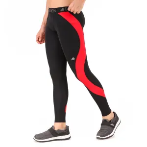 Nylon Compression Pant and Full Tights For Men (BLACK/RED)
