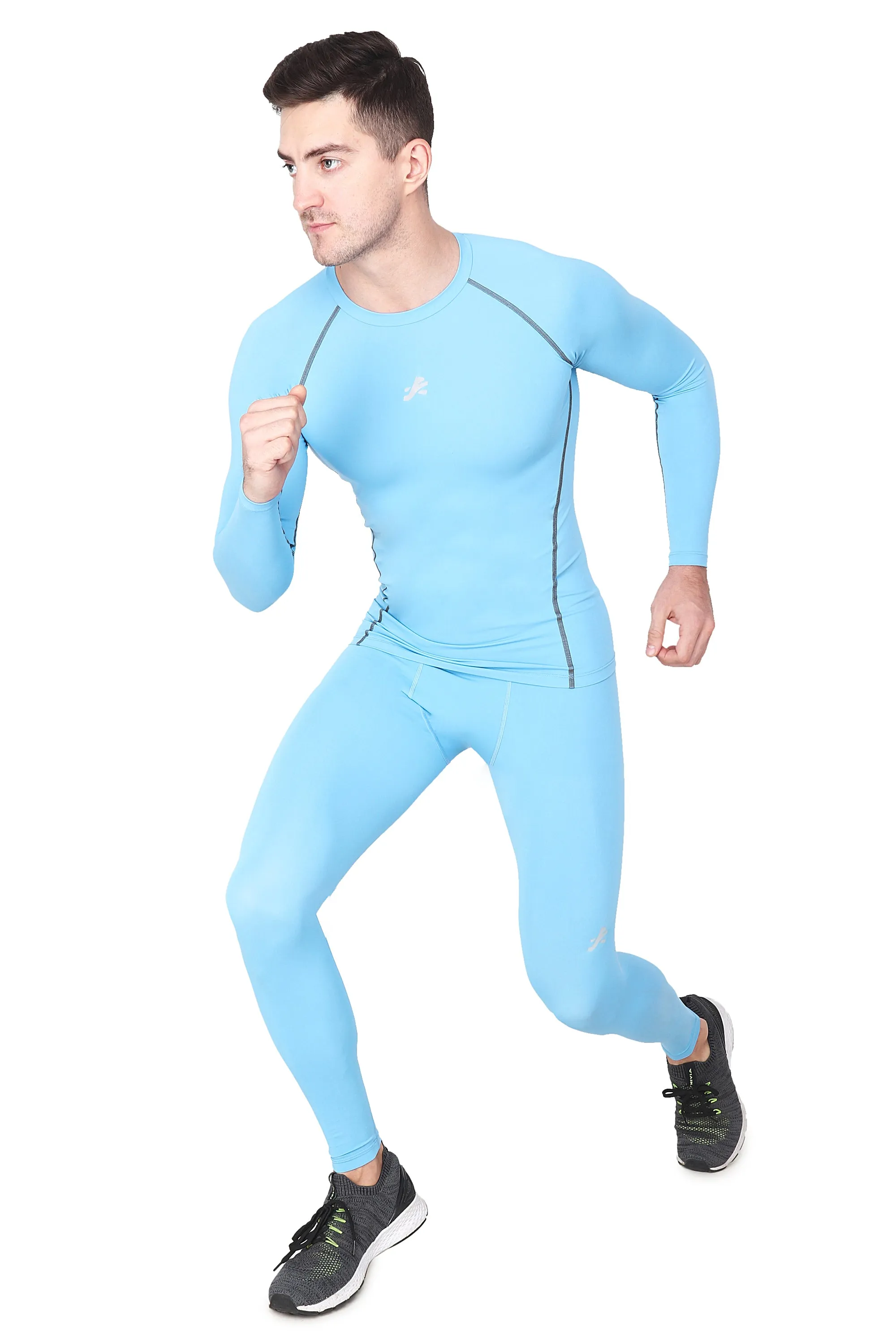 Nylon Compression Pant and Full Tights For Men (Sky Blue)