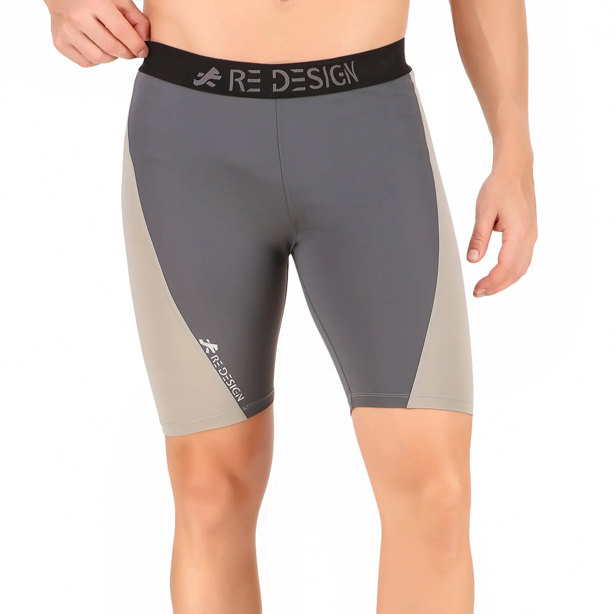 Nylon Compression Shorts and Half Tights For Men (DARK GREY/LIGHT GREY)