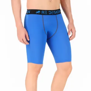 Nylon Compression Shorts and Half Tights For Men (Royal Blue)