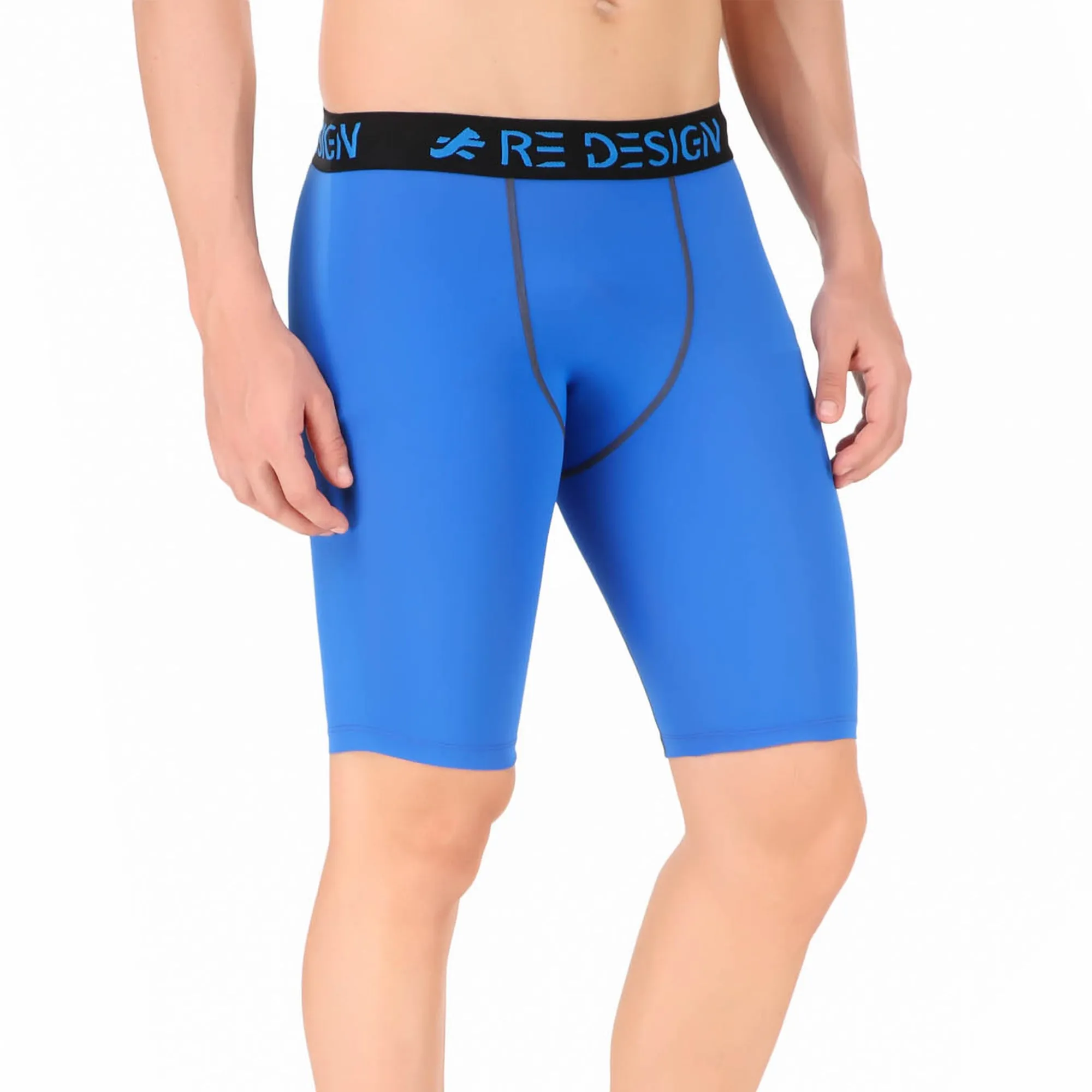 Nylon Compression Shorts and Half Tights For Men (Royal Blue)