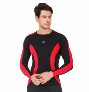 Nylon DC Compression Tshirt Fullsleeves Tights For Men (Black/Red)