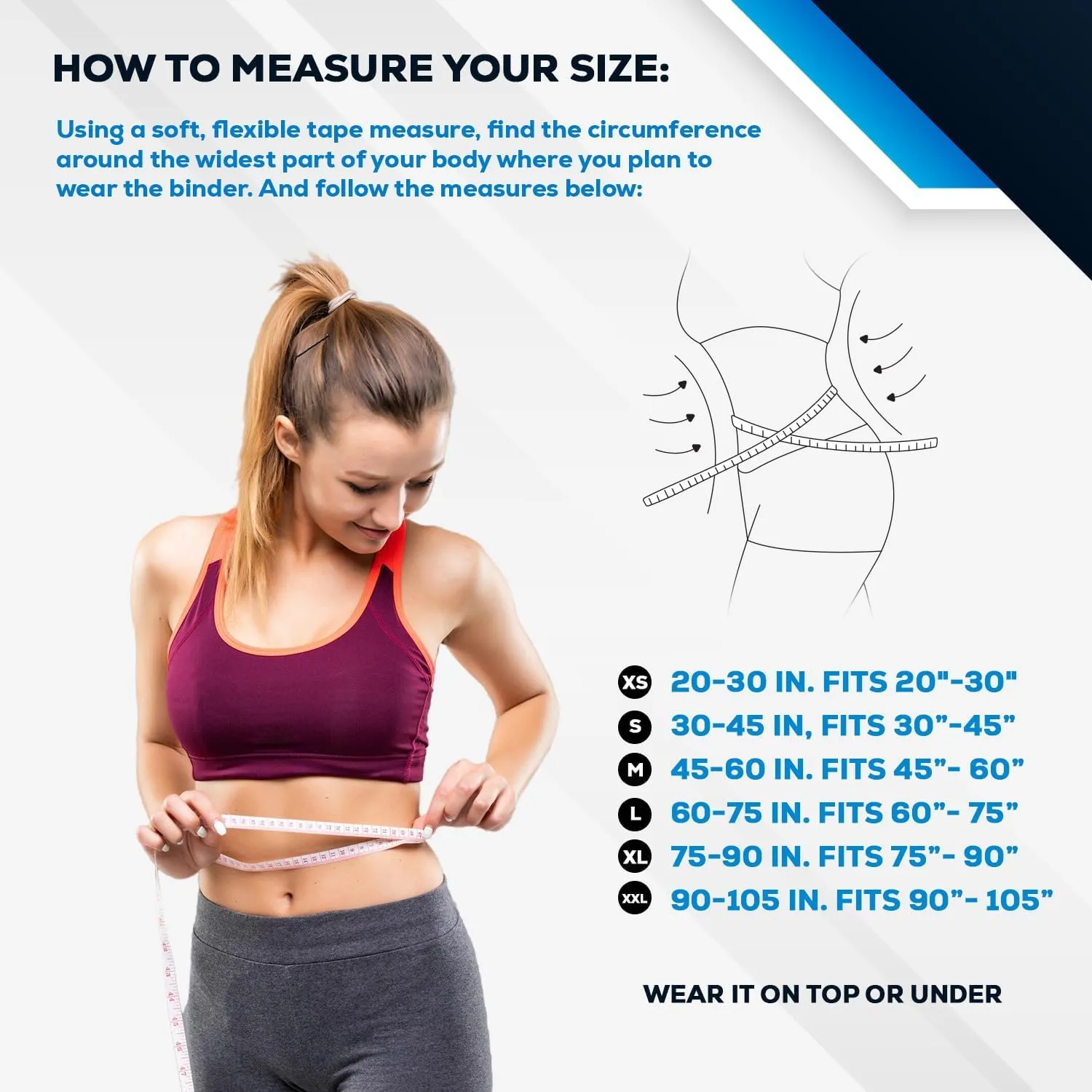NYOrtho Post Surgery Abdominal Binder - Waist Support Belt for Men & Women - Postpartum Belly Band - Tummy Tuck Compression Garment - MADE IN USA (30" - 45") 3 Panel - 9"