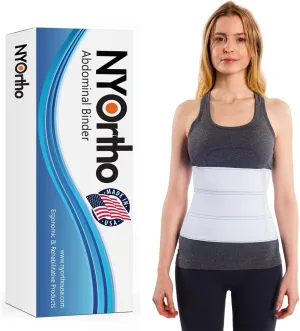 NYOrtho Post Surgery Abdominal Binder - Waist Support Belt for Men & Women - Postpartum Belly Band - Tummy Tuck Compression Garment - MADE IN USA (30" - 45") 3 Panel - 9"
