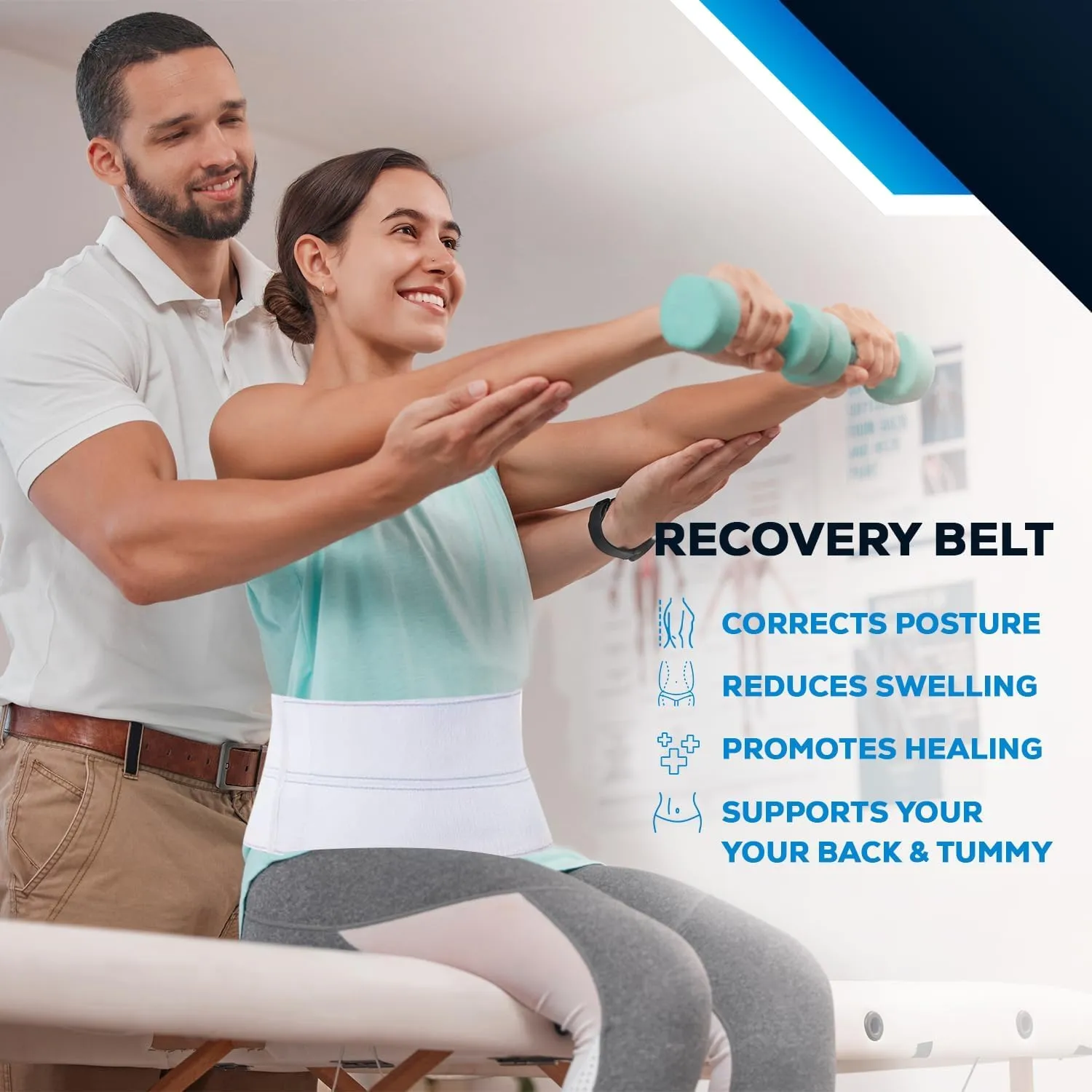 NYOrtho Post Surgery Abdominal Binder - Waist Support Belt for Men & Women - Postpartum Belly Band - Tummy Tuck Compression Garment - MADE IN USA (30" - 45") 3 Panel - 9"