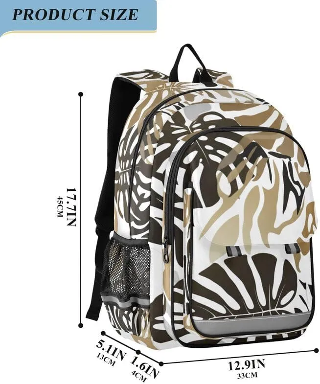ODAWA Leaves Giraffe Spots Bagpacks Daypack with Compartment & Multiple Pockets Kids Backpack Ages 6-12, 17 Inch