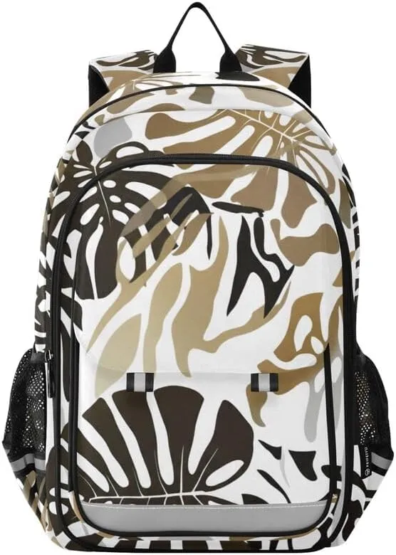 ODAWA Leaves Giraffe Spots Bagpacks Daypack with Compartment & Multiple Pockets Kids Backpack Ages 6-12, 17 Inch