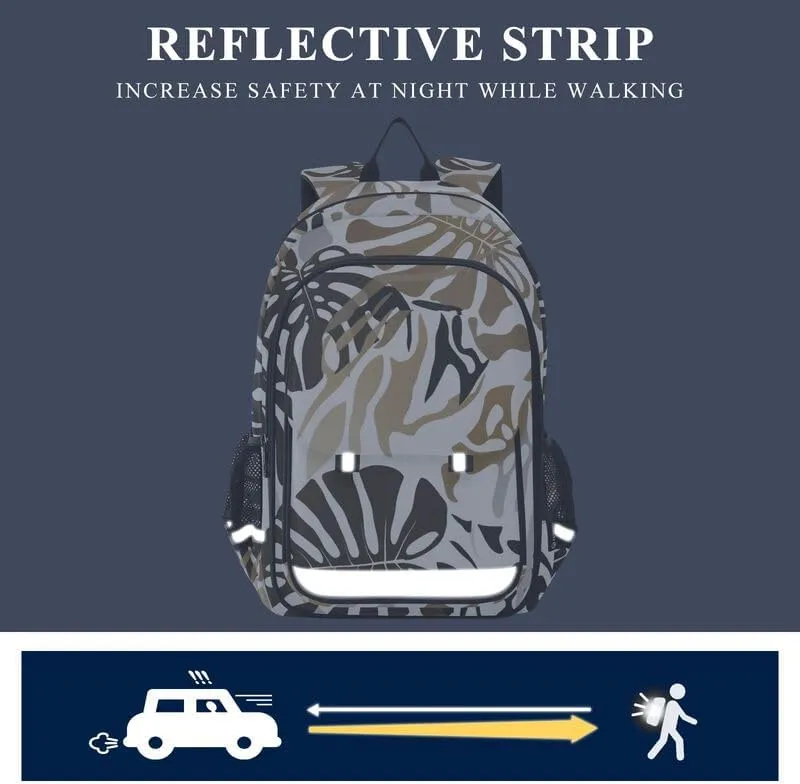 ODAWA Leaves Giraffe Spots Bagpacks Daypack with Compartment & Multiple Pockets Kids Backpack Ages 6-12, 17 Inch