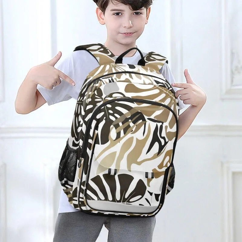 ODAWA Leaves Giraffe Spots Bagpacks Daypack with Compartment & Multiple Pockets Kids Backpack Ages 6-12, 17 Inch
