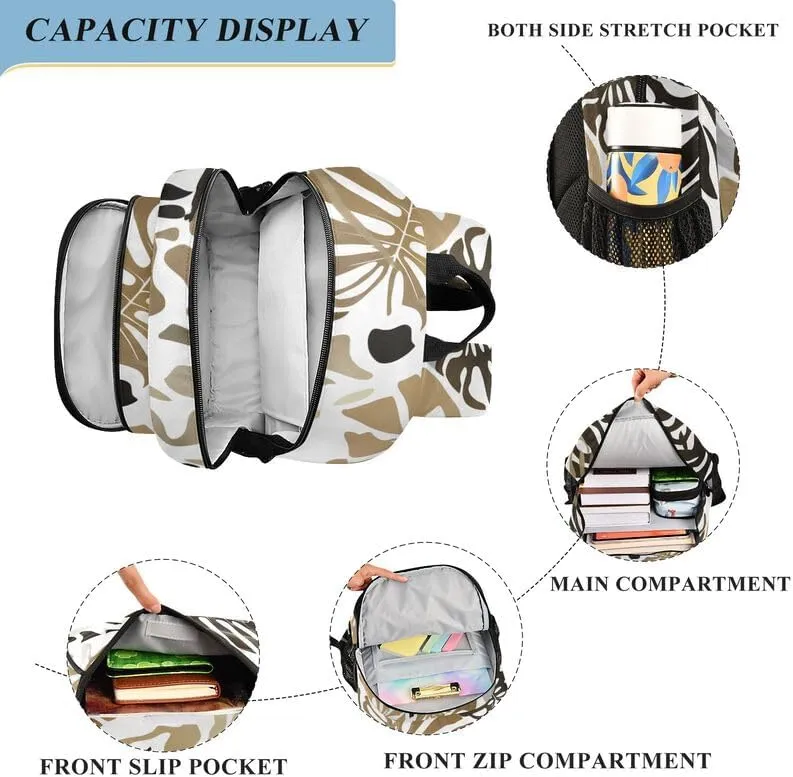 ODAWA Leaves Giraffe Spots Bagpacks Daypack with Compartment & Multiple Pockets Kids Backpack Ages 6-12, 17 Inch