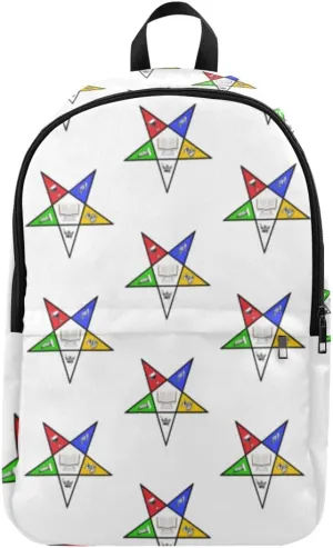 OES Backpack Order of Eastern Star Print Travel Backpack, suitable for travel trips, sessions, business or for work (White OES logo back pack), Large Adult Size