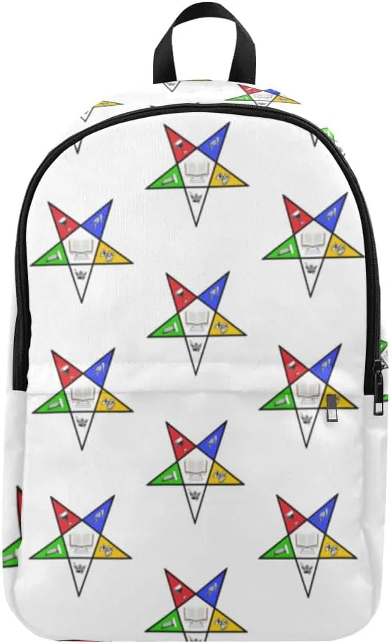 OES Backpack Order of Eastern Star Print Travel Backpack, suitable for travel trips, sessions, business or for work (White OES logo back pack), Large Adult Size
