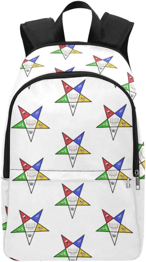 OES Backpack Order of Eastern Star Print Travel Backpack, suitable for travel trips, sessions, business or for work (White OES logo back pack), Large Adult Size