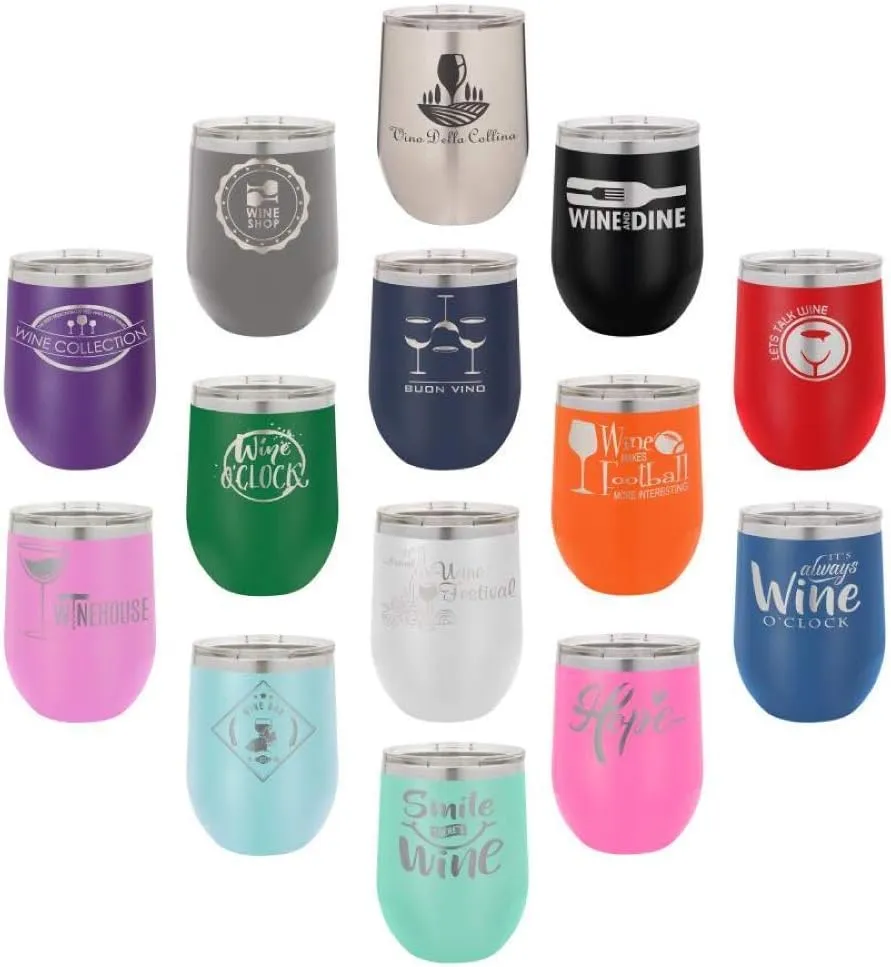 OH FOR FOX SAKE Black 12 oz Stemless Wine Glass With Lid | Custom Engraved With Funny Quotes and Sayings | Stainless Steel Wine Tumbler | OnlyGifts.com