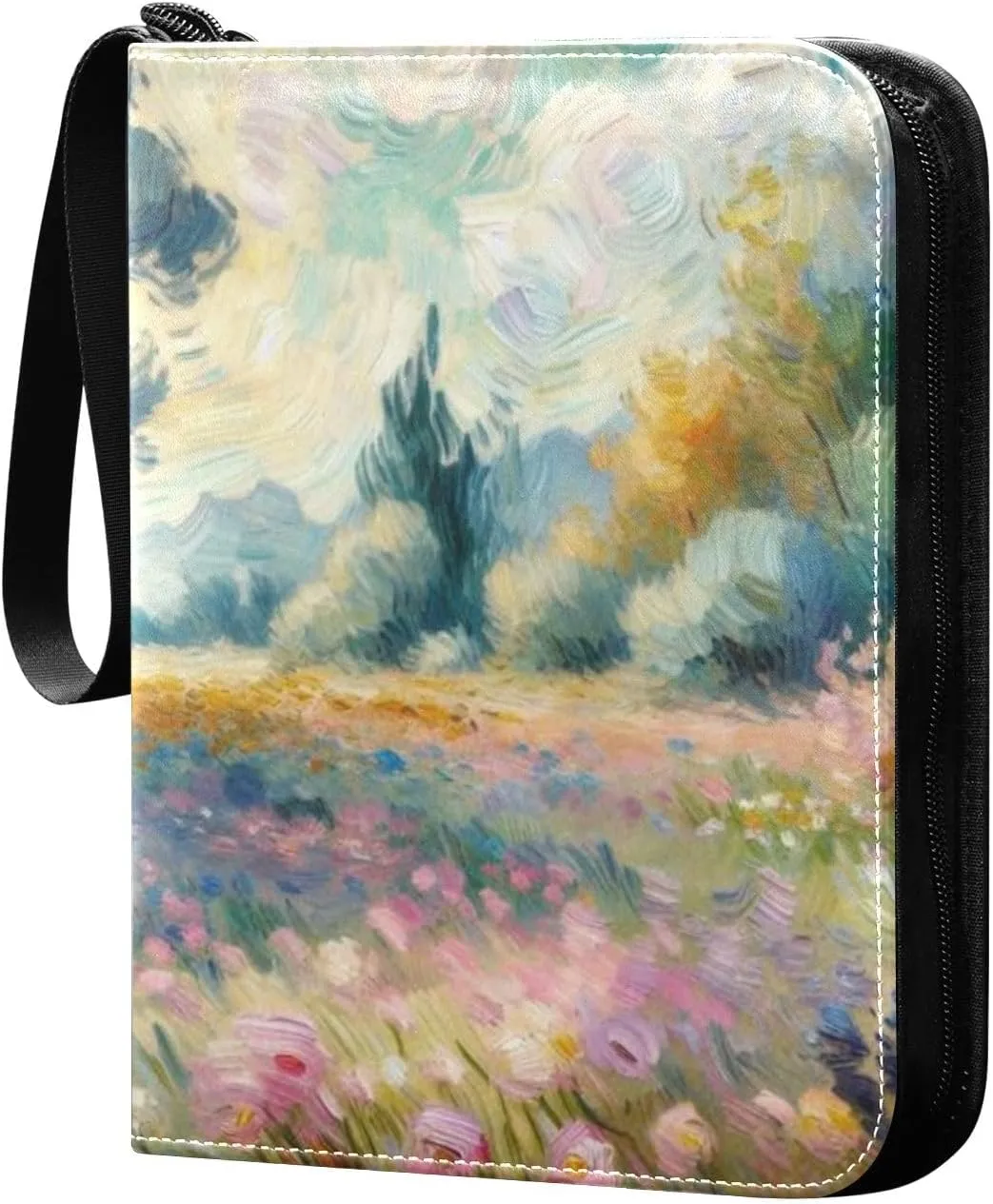 Oil Painting Field Card Binder 4-Pockets, 400 Pockets Card Holder with 50 Removable Sleeves, Trading Card Collector Zipper Album Holder, Collector Album