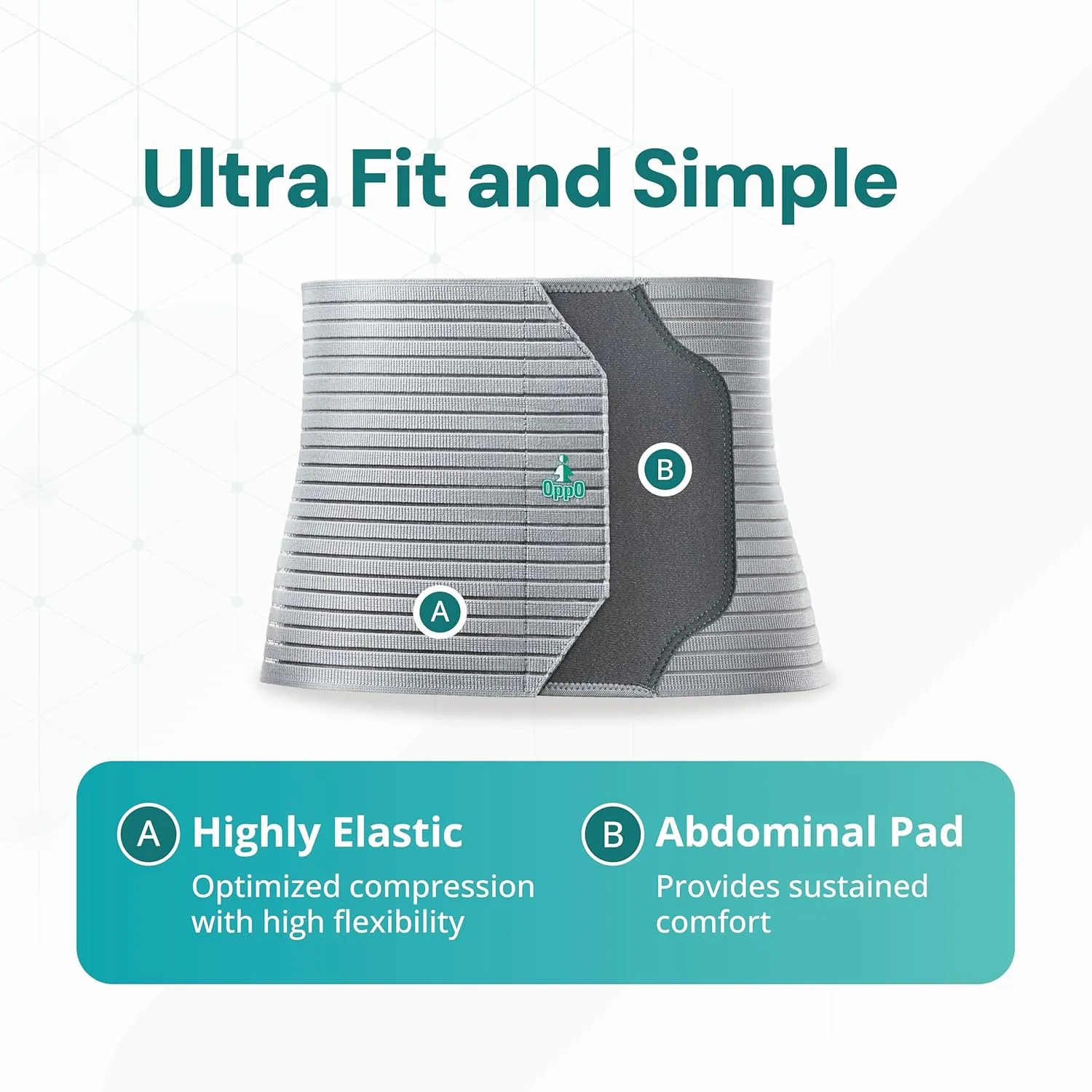 OPPO 2360 Abdominal Binder - Breathable Postpartum, Postoperative, Hernia Belts - Compression Garment for Men and Women (Grey, X-Large, 1-Pack)