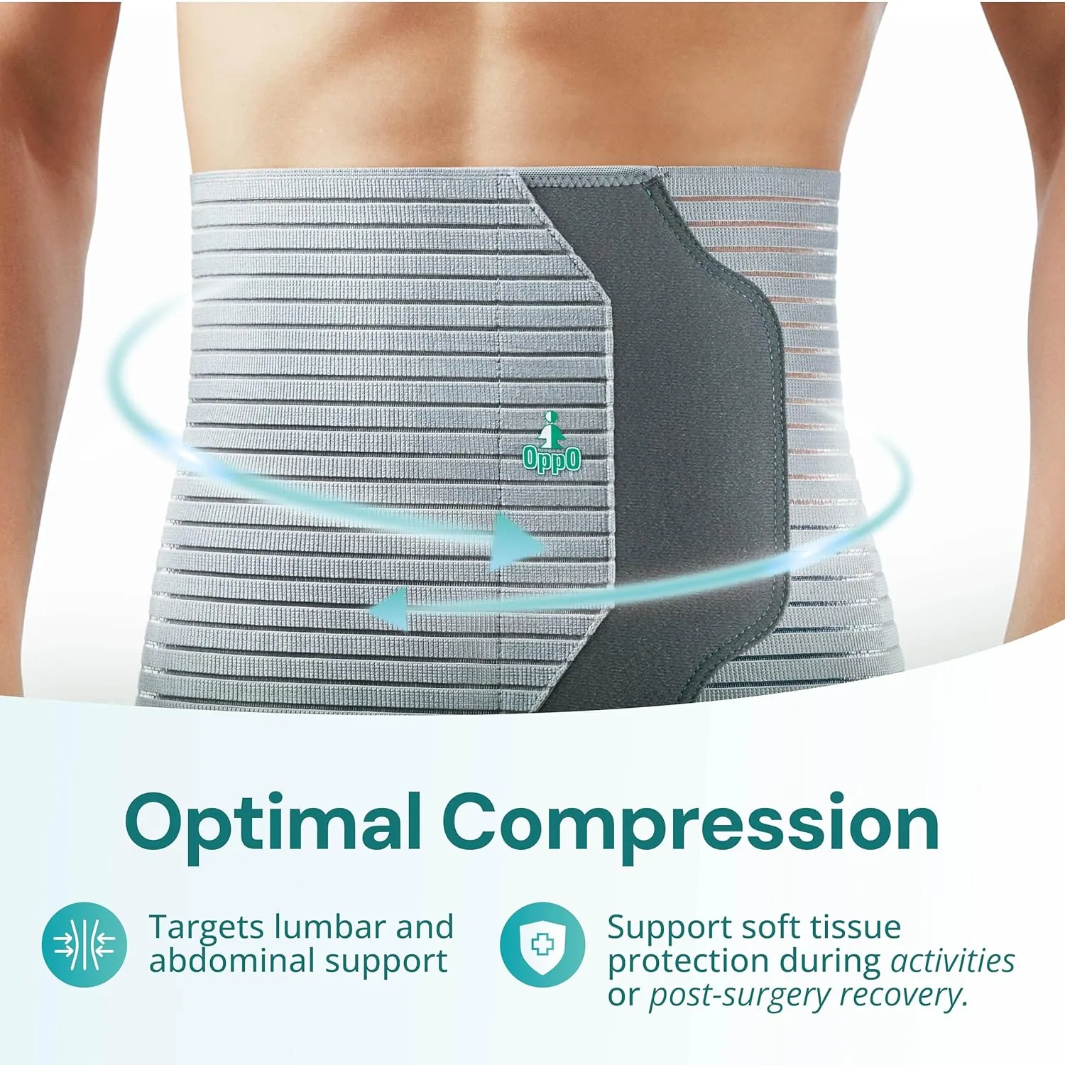 OPPO 2360 Abdominal Binder - Breathable Postpartum, Postoperative, Hernia Belts - Compression Garment for Men and Women (Grey, X-Large, 1-Pack)