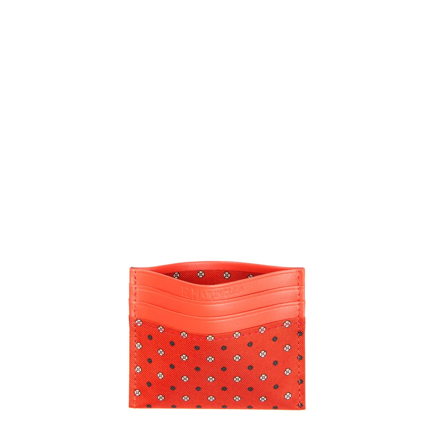 ORANGE LEATHER AND SILK CREDIT CARD HOLDER