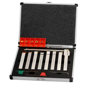OSCARBIDE 9 Pieces/set 1/2"Shank Nickel Plated Indexable Lathe Turning Tool Holder and Boring Bar,CNC Heavy-Duty Metal Lathe Cuting Tools for Turning Grooving Threading Cut Off