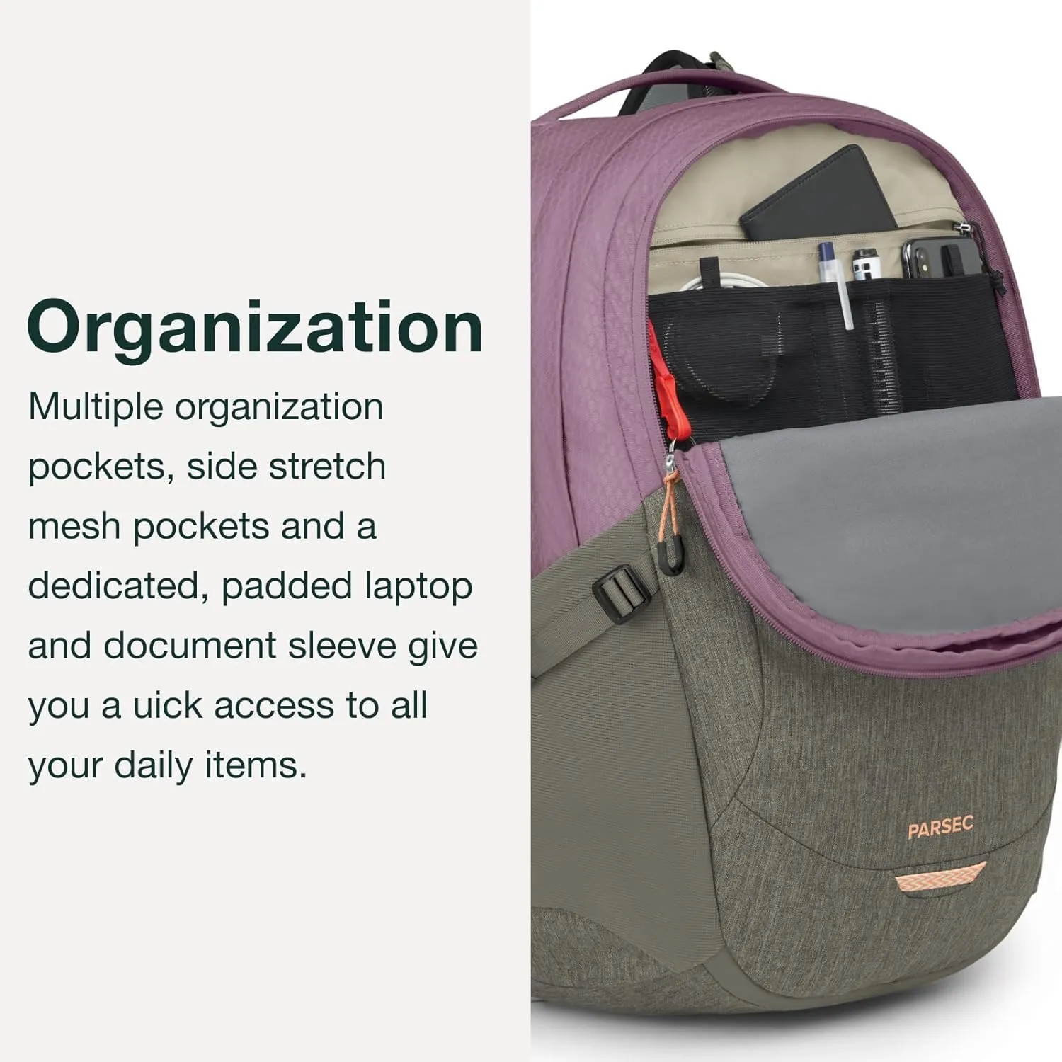 Osprey Parsec 26L Laptop Backpack, Sawdust Tan/Raisin Red