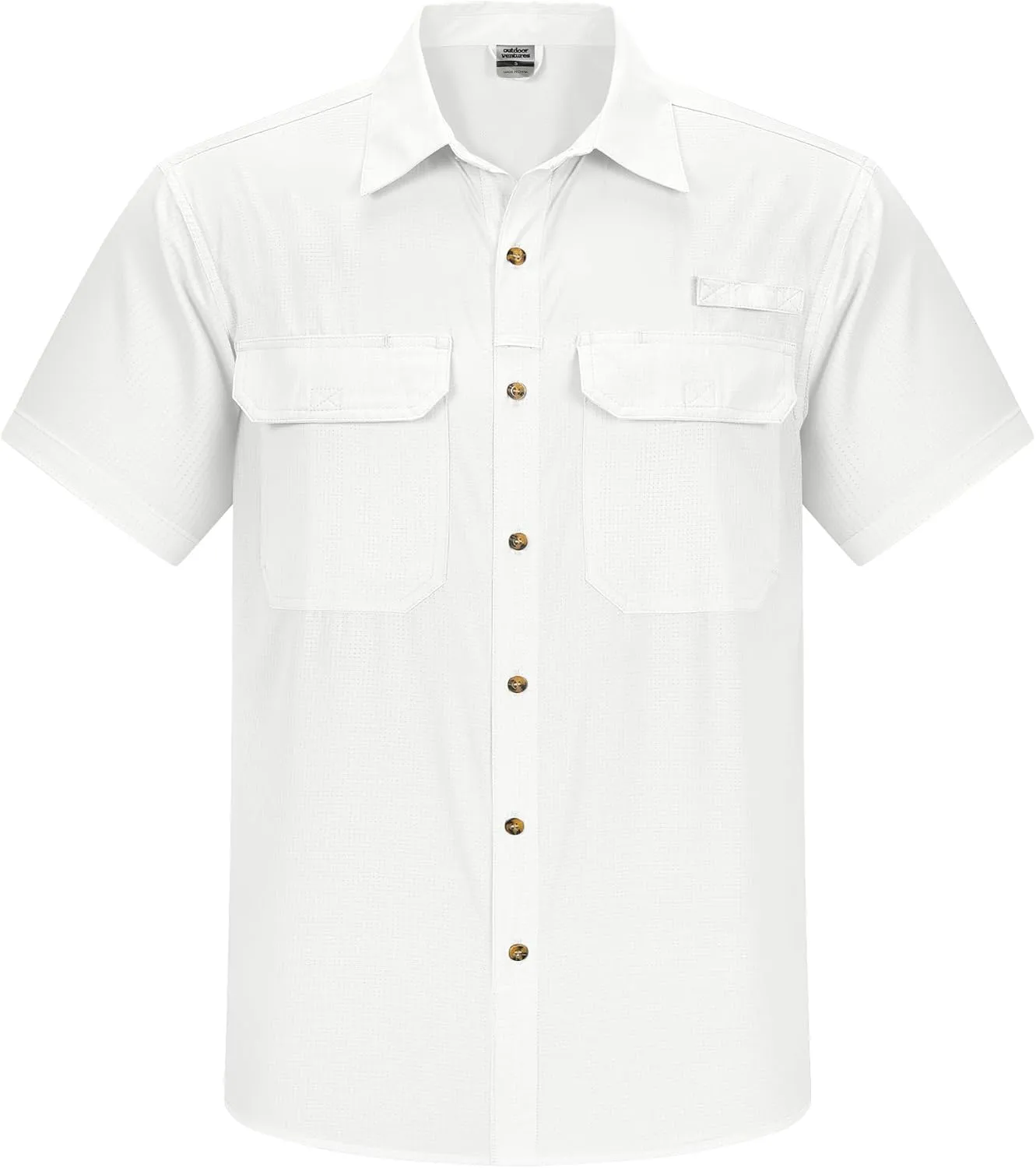 Outdoor Ventures Men's Lightweight Short Sleeve Fishing Shirt UPF 50 Button Down Quick Dry Cooling Hiking Travel Safari Shirt