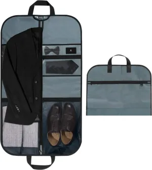 pack all 40" Gusseted Travel Garment Bag, Heavy Duty Hanging Suit Bag, Dress Bag for Closet Storage, Foldable Suit Cover Protector for Clothes Shirts Dresses Coats(Grey)