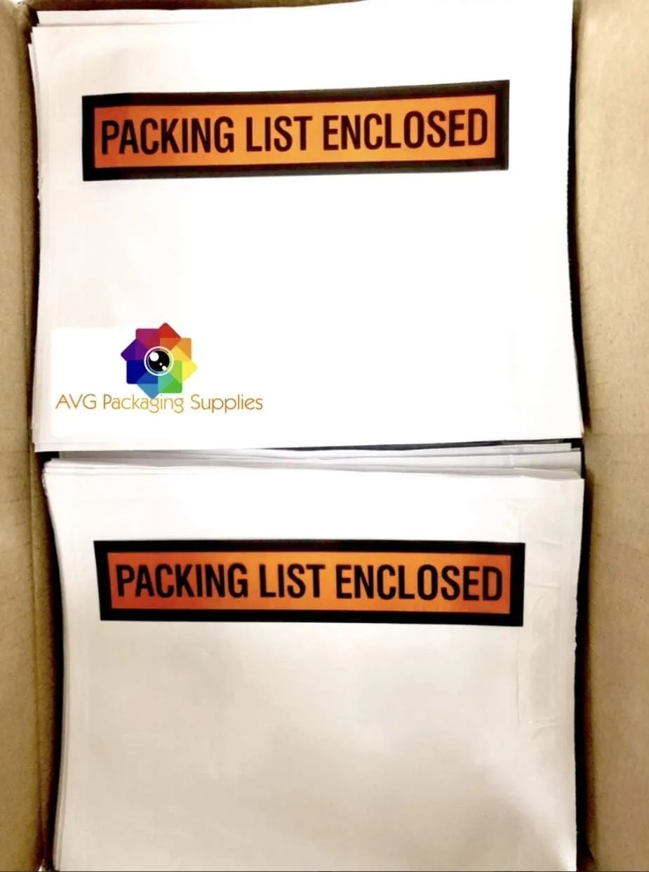 Packing List Enclosed Pouches (4.5" x 5.5") – Clear Adhesive Envelope Bag with Printing for Invoice Packing Slip – Label Protectors, Mailing & Shipping Supplies (2,000)