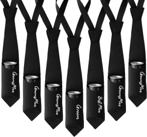 PartyGifts&beyond Groomsmen Proposal Gifts 7 PCS Funny Bottle & Can Holder Tie Necktie for Bachelor Party