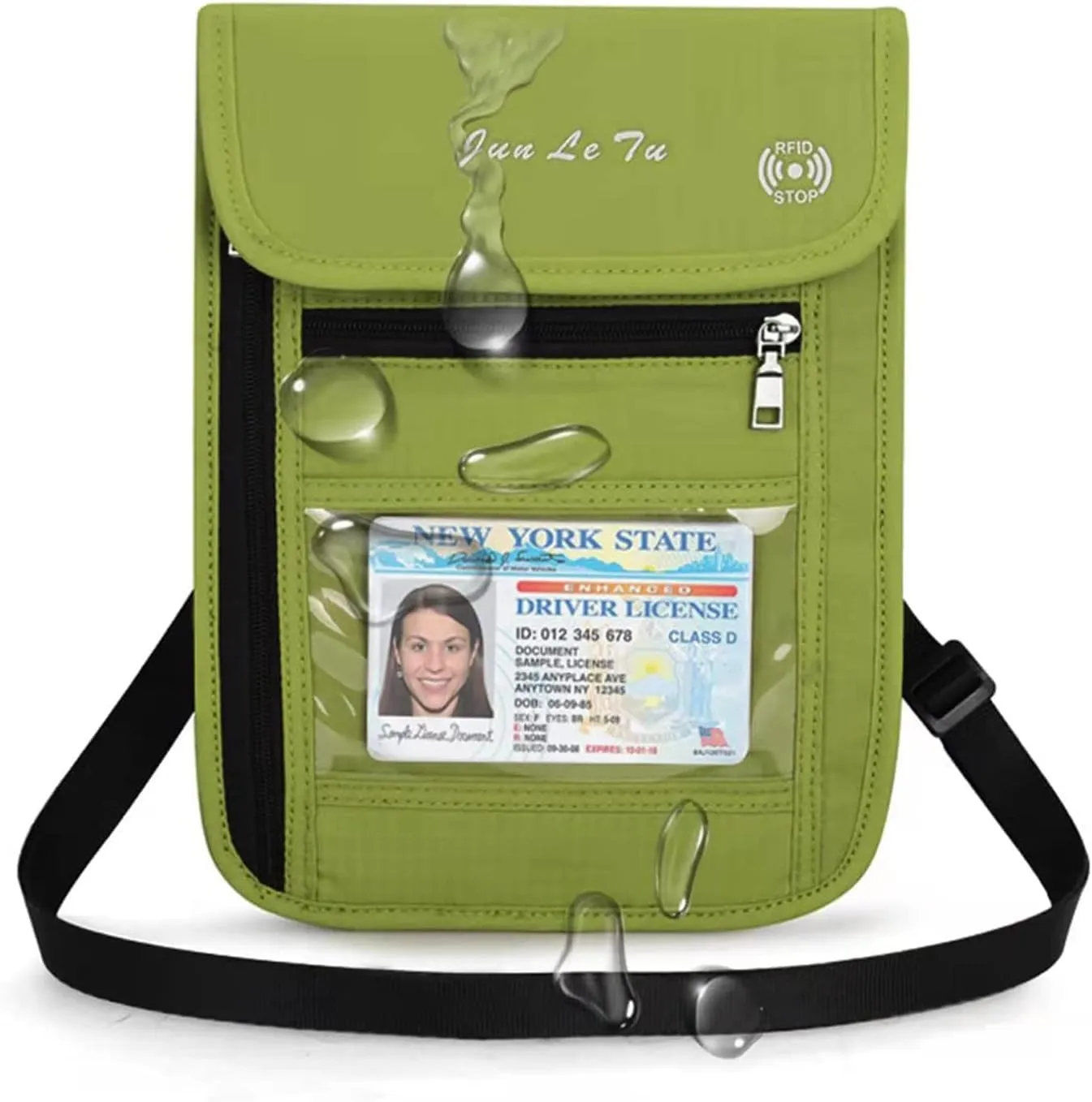 Passport Holder for Travel, RFID Passport Wallet with Visual Window Design, Multifunctional Document Organizer, Waterproof Travel Pouch Neck Wallet for Men and Women, Green