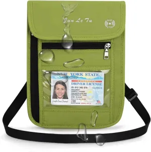 Passport Holder for Travel, RFID Passport Wallet with Visual Window Design, Multifunctional Document Organizer, Waterproof Travel Pouch Neck Wallet for Men and Women, Green