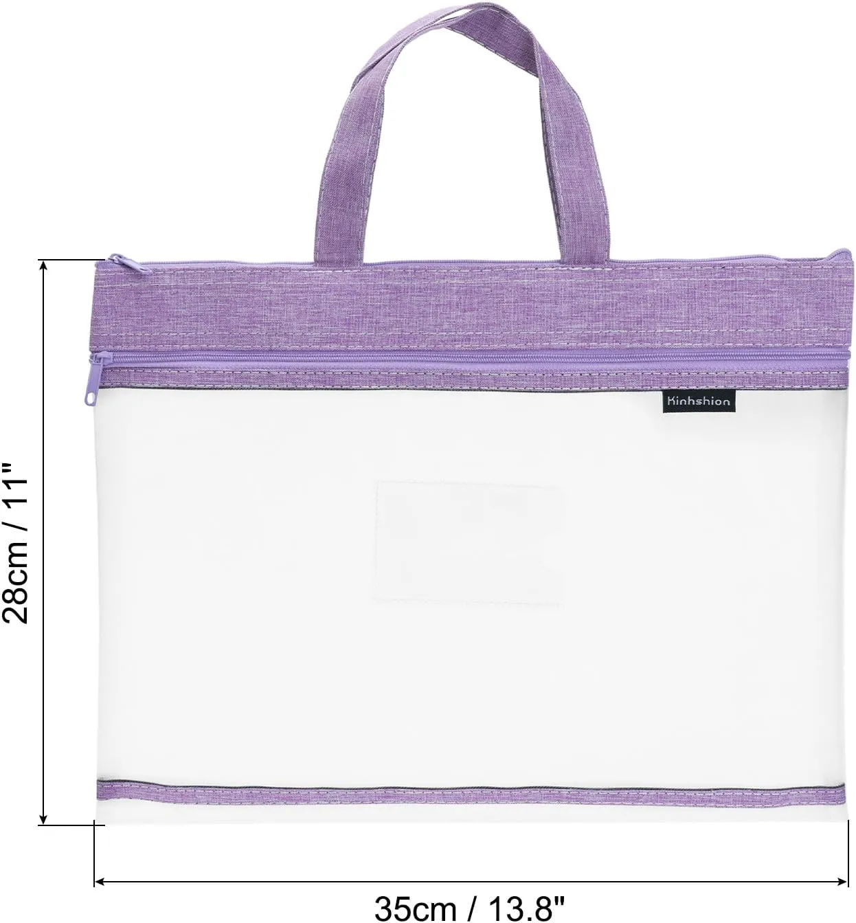 PATIKIL Nylon Document Bag with Handle 2 Pack Mesh Transparent Handbag Paper File Tote Pouch for Office, Purple