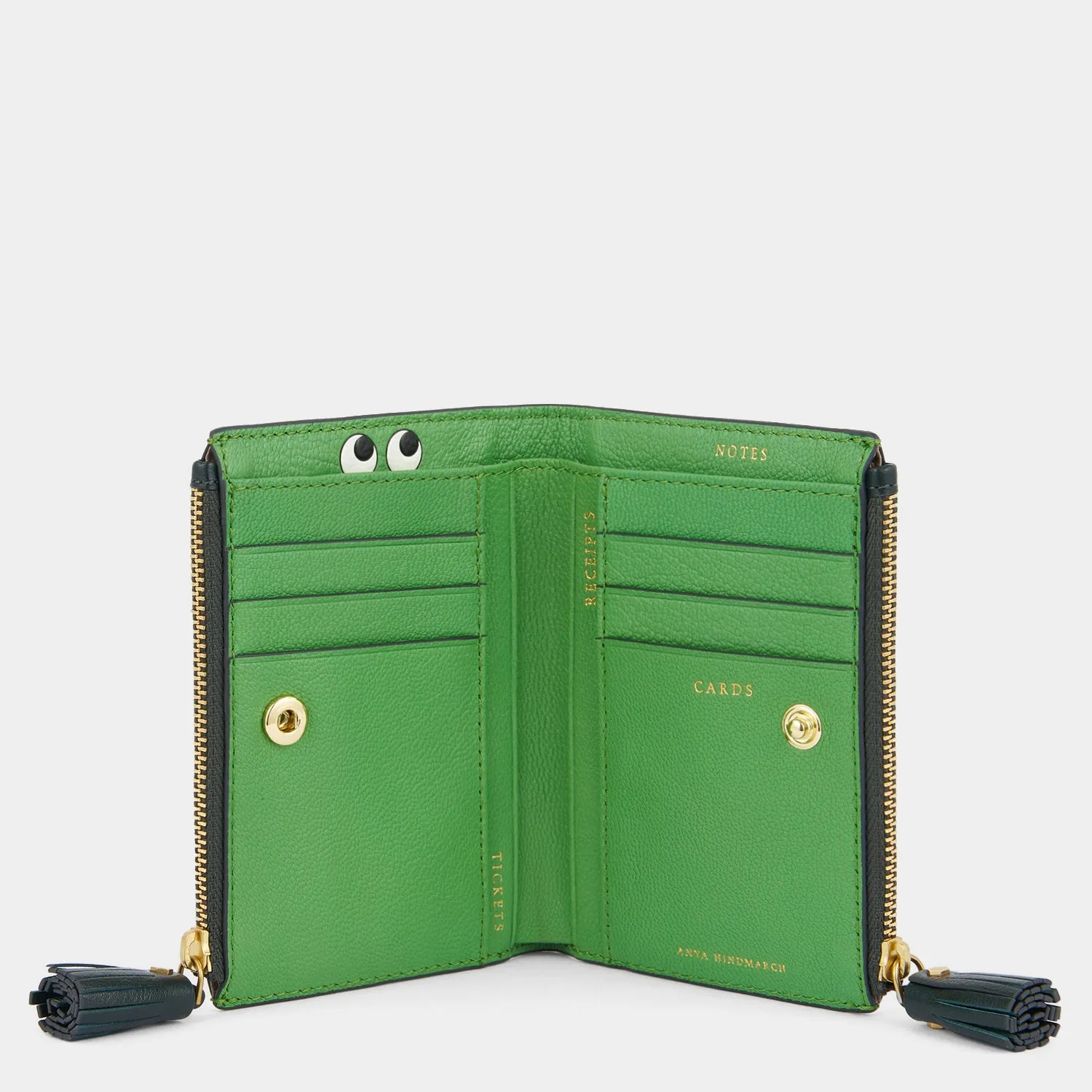 Peeping Eyes Small Double Zip Wallet