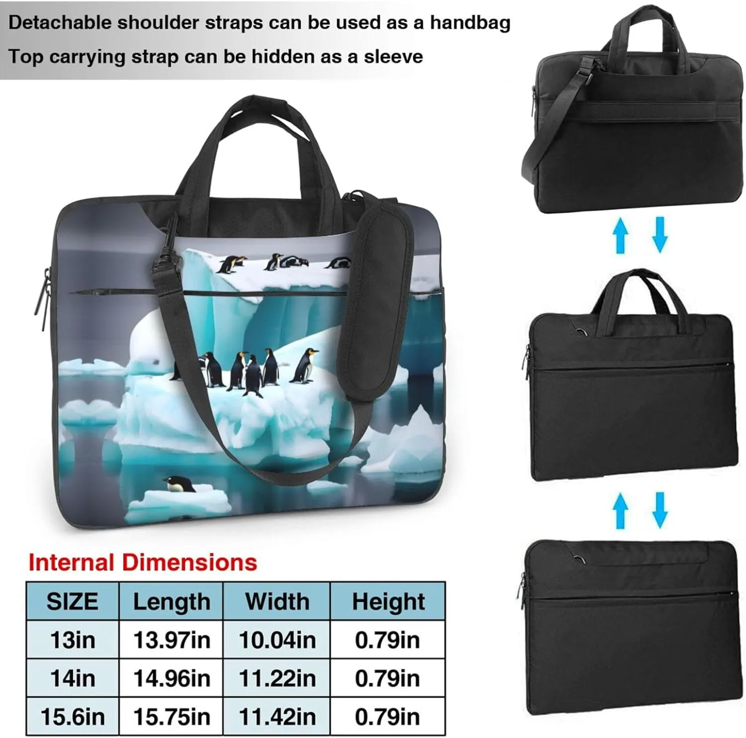 Penguins On The Iceberg Print Messenger Bag & Case Shoulder Strap Fashionable Laptop Bag for Business Travel