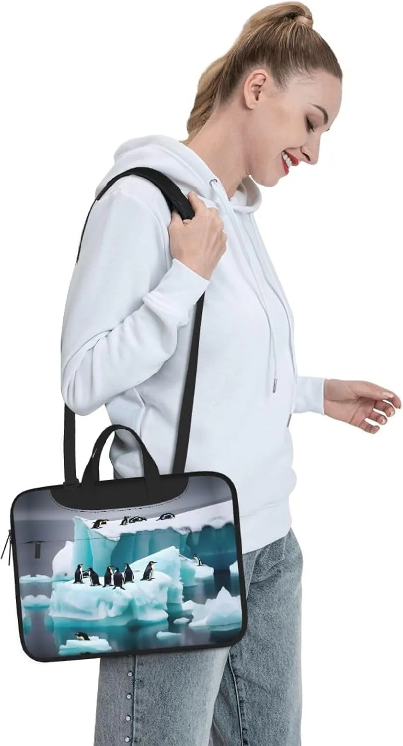 Penguins On The Iceberg Print Messenger Bag & Case Shoulder Strap Fashionable Laptop Bag for Business Travel