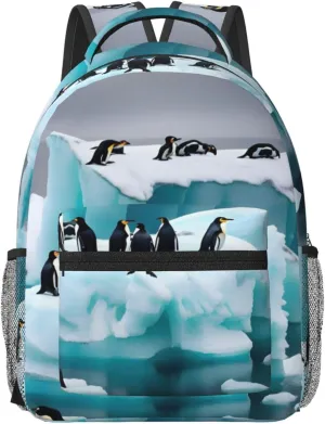 Penguins On The Iceberg Print Travel Backpack Carry On Flight Approved,Water-Resistant Laptop Backpack For Men Women