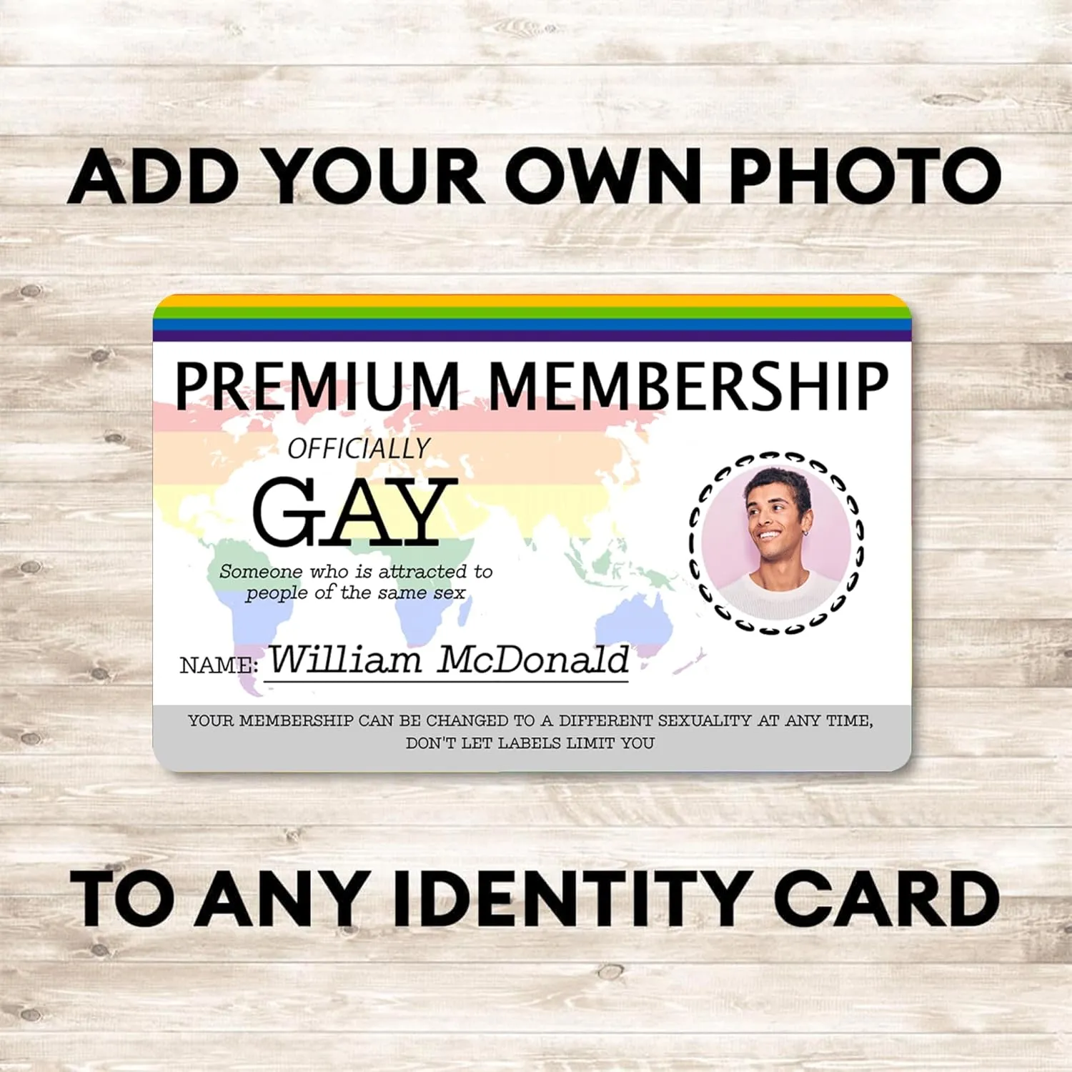 Personalised GAY CARD - Premium Lifetime Membership, Gay Pride Gift - LGBT Identity Card - Rainbow Community gift Joke Meme, Funny Gift Identity Card Metal (Design 5)