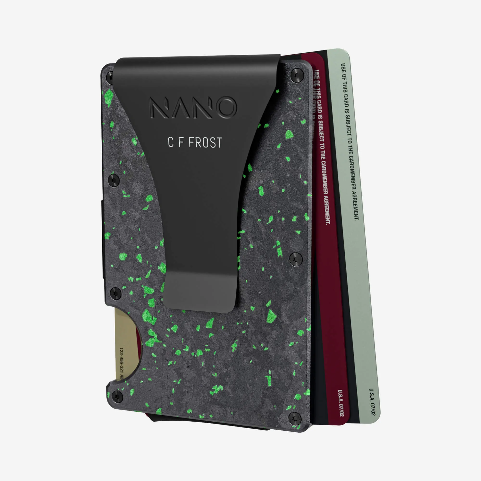 Personalised Money Clip Wallet (Nero/Verde)