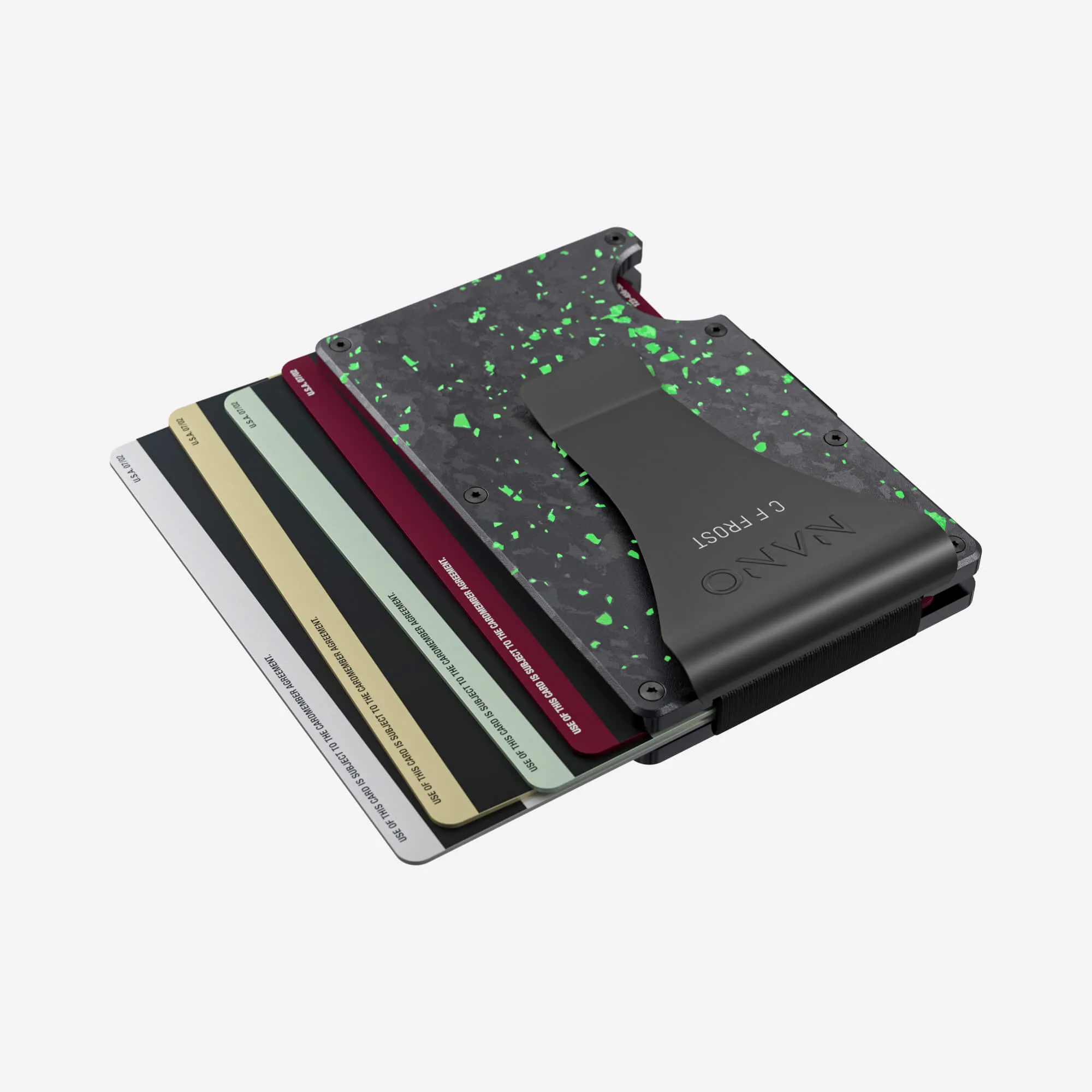 Personalised Money Clip Wallet (Nero/Verde)